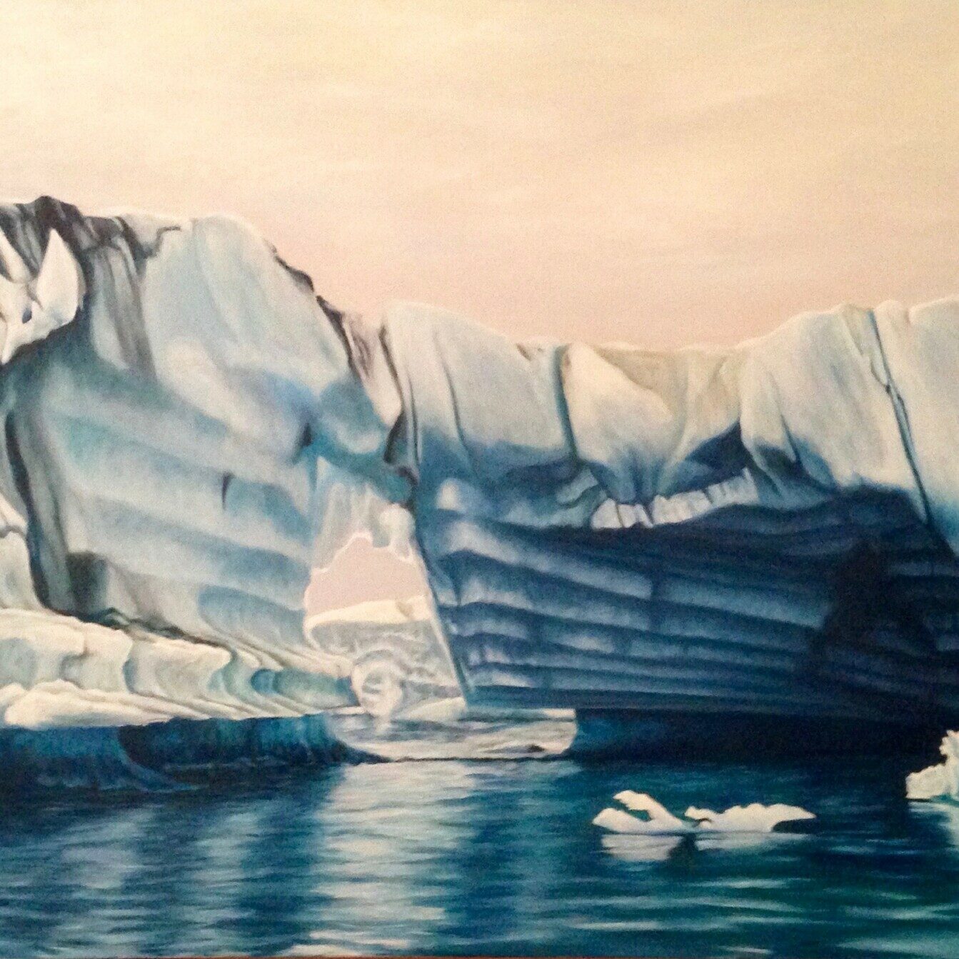 Eisberge im Gletschersee Jökulsàrlón Island II Öl/BW 80 x 150 cm